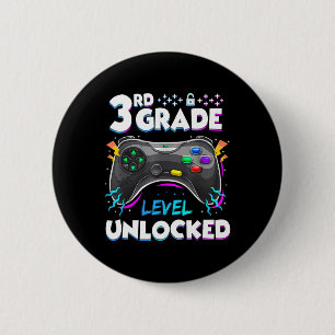 3rd Grade Level Unlocked Back To School First Day 6 Cm Round Badge