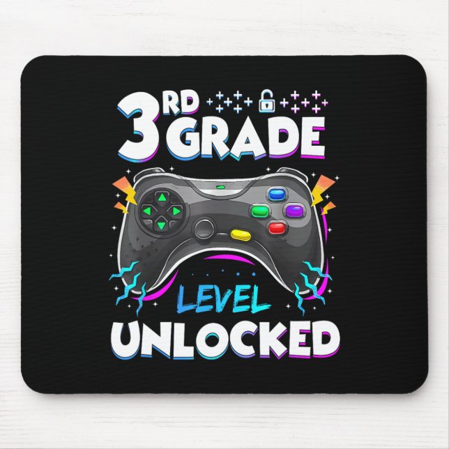 3rd Grade Level Unlocked Back To School First Day  Mouse Pad (Front)
