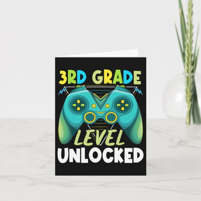 3rd Grade Level Unlocked First Day Back To School  Card (Front)