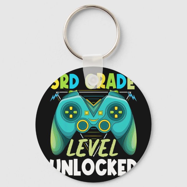 3rd Grade Level Unlocked First Day Back To School  Key Ring (Front)