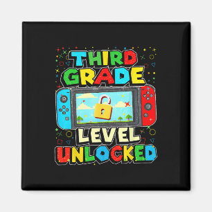 3rd Grade Level Unlocked Funny Gamer Boys Ck To Sc Magnet