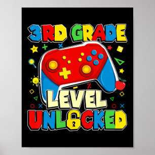 3rd Grade Level Unlocked Funny Gamer Boys Ck To Sc Poster