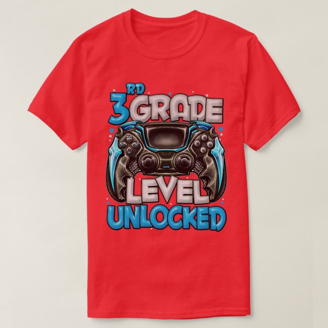 3rd Grade Level Unlocked Game On 3rd Grade Back To T-Shirt (Design Front)