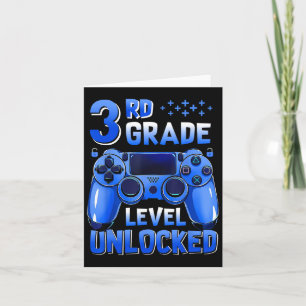 3rd Grade Level Unlocked Gamer First Day Of School Card