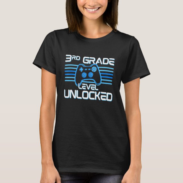 3rd Grade Level Unlocked Third Grade Video Game Pl T-Shirt (Front)
