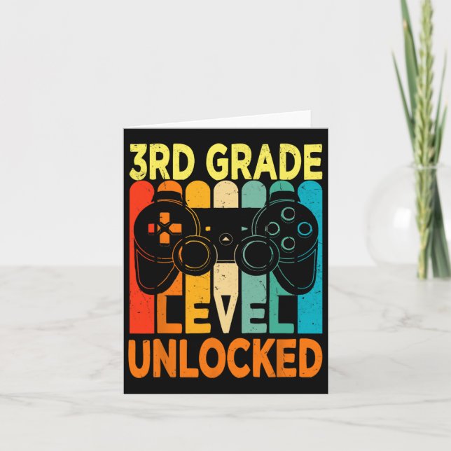 3rd Grade Level Unlocked Video Game Back To School Card (Front)