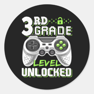 3rd Grade Level Unlocked Video Game Back To School Classic Round Sticker