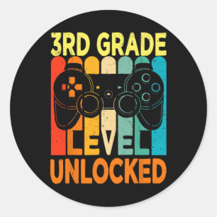 3rd Grade Level Unlocked Video Game Back To School Classic Round Sticker