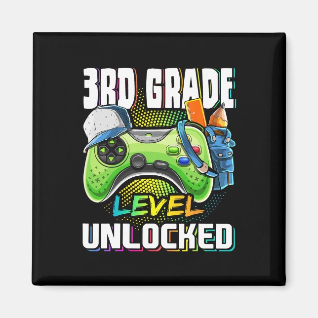 3rd Grade Level Unlocked Video Game Back To School Magnet (Front)