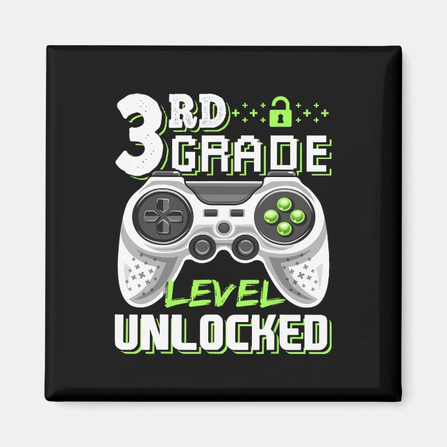 3rd Grade Level Unlocked Video Game Back To School Magnet (Front)