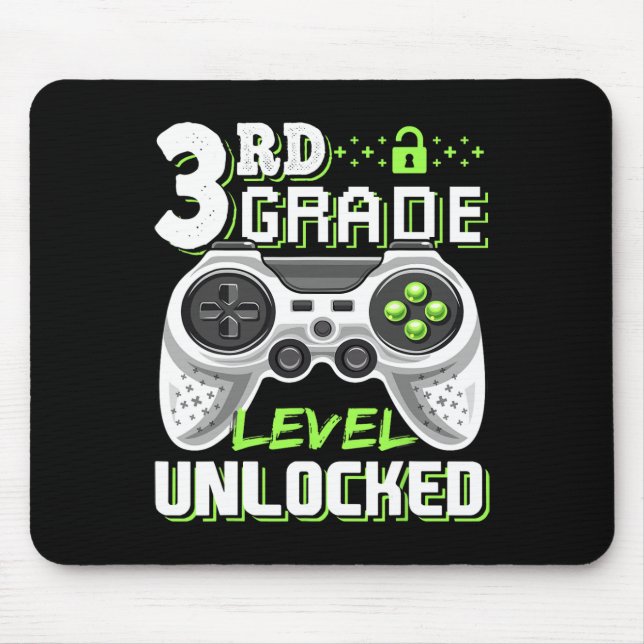 3rd Grade Level Unlocked Video Game Back To School Mouse Pad (Front)