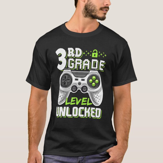 3rd Grade Level Unlocked Video Game Back To School T-Shirt (Front)