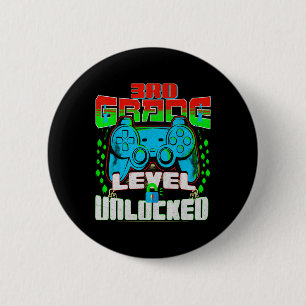 3rd Grade Level Unlocked Video Game Byck To School 6 Cm Round Badge