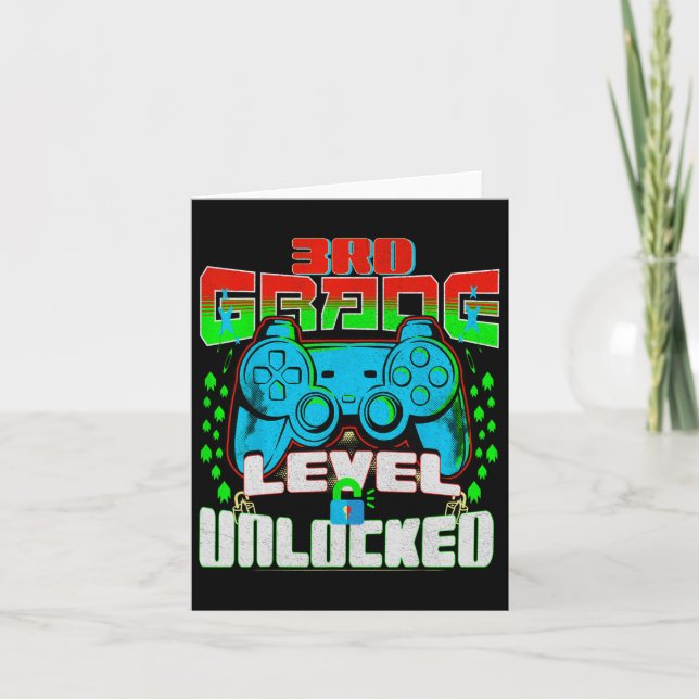 3rd Grade Level Unlocked Video Game Byck To School Card (Front)