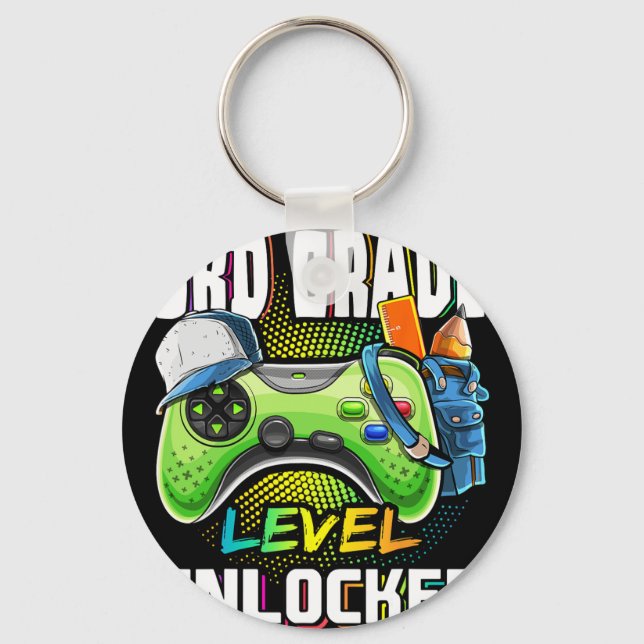3rd Grade Level Unlocked Video Game Ck To School B Key Ring (Front)