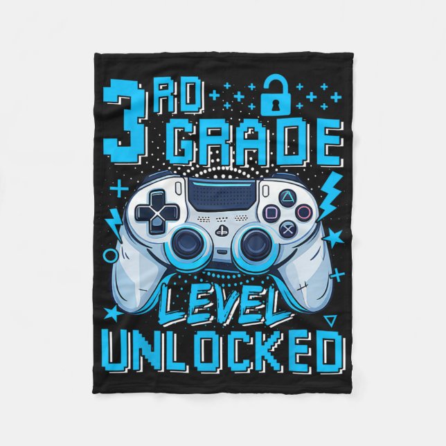 3rd Grade Level Unlocked Video Game First Day Boy  Fleece Blanket (Front)