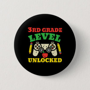 3rd Grade Level Unlocked Video Game First Day Of S 6 Cm Round Badge