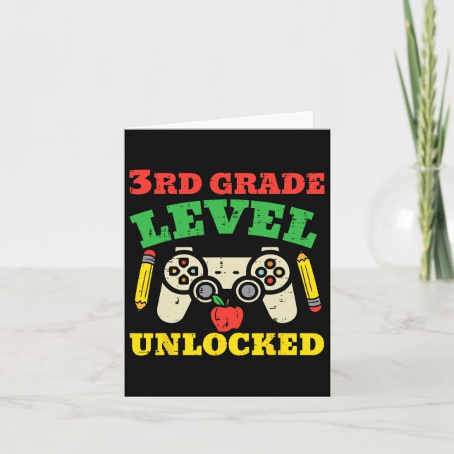 3rd Grade Level Unlocked Video Game First Day Of S Card (Front)