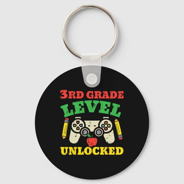 3rd Grade Level Unlocked Video Game First Day Of S Key Ring (Front)