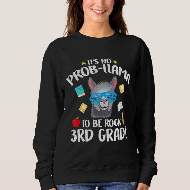 3rd Grade Llama Third Grade Rock Back To School Sweatshirt (Front)