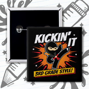 3rd Grade Ninja Kick First Day Back To School 15 Cm Square Badge