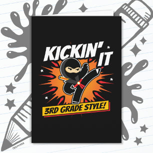 3rd Grade Ninja Kick First Day Back To School Card