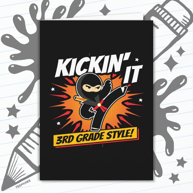 3rd Grade Ninja Kick First Day Back To School Card (Creator Uploaded)