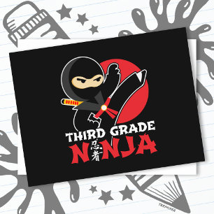 3rd Grade Ninja Kick First Day Back To School Postcard