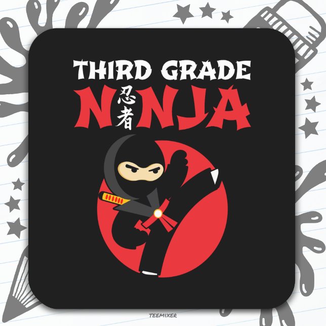 3rd Grade Ninja Kick First Day Back To School Square Sticker (Creator Uploaded)