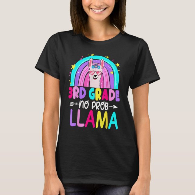 3rd Grade No Prob Llama Rainbow Back To School Tea T-Shirt (Front)