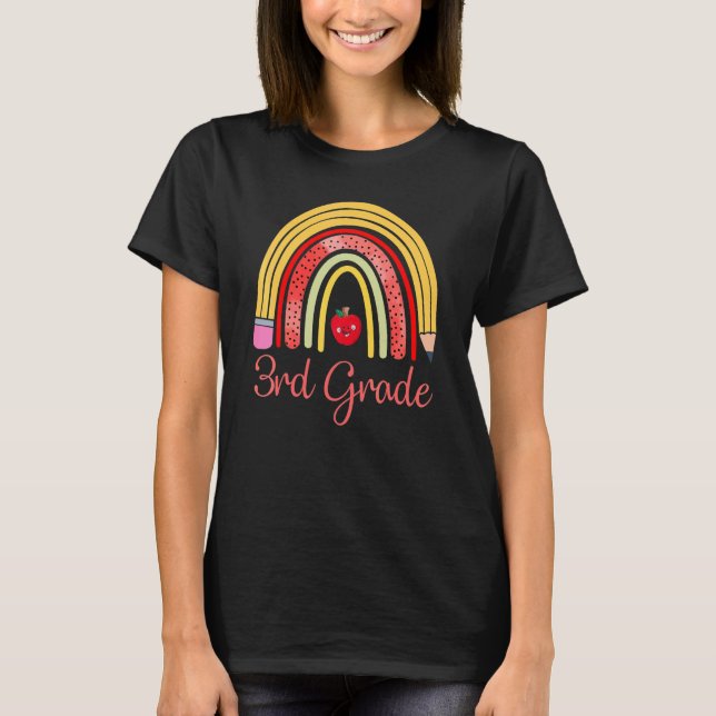 3rd Grade Rainbow Girls Boys Teacher Back To Schoo T-Shirt (Front)