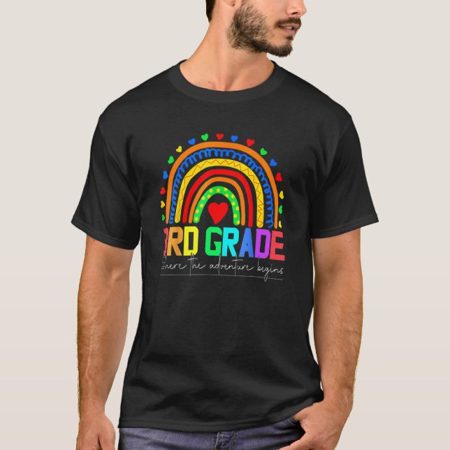 3rd Grade Rainbow Leopard Teacher Team Third Grade T-Shirt (Front)