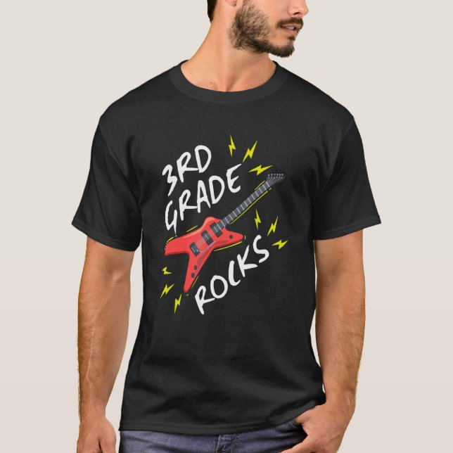 3rd Grade Rock Guitar Music Back To School T-Shirt (Front)