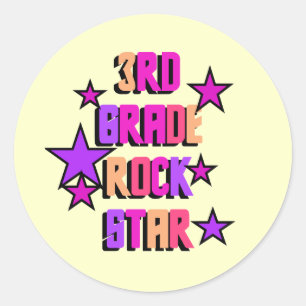 3rd Grade Rock Star Tshirts and Gifts Classic Round Sticker