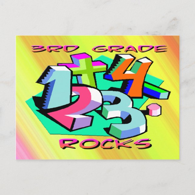 3rd Grade Rocks - Numbers Postcard (Front)