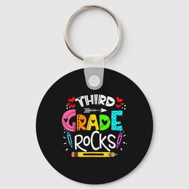 3rd Grade Rocks Third Grade Rock Back To School  Key Ring (Front)