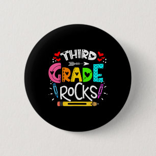 3rd Grade Rocks Third Grade Rock Ck To School 6 Cm Round Badge