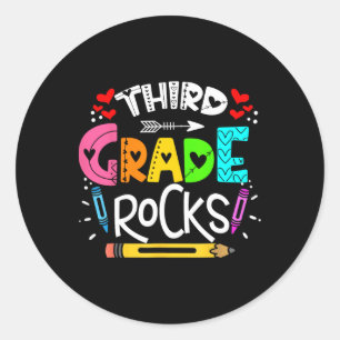 3rd Grade Rocks Third Grade Rock Ck To School  Classic Round Sticker
