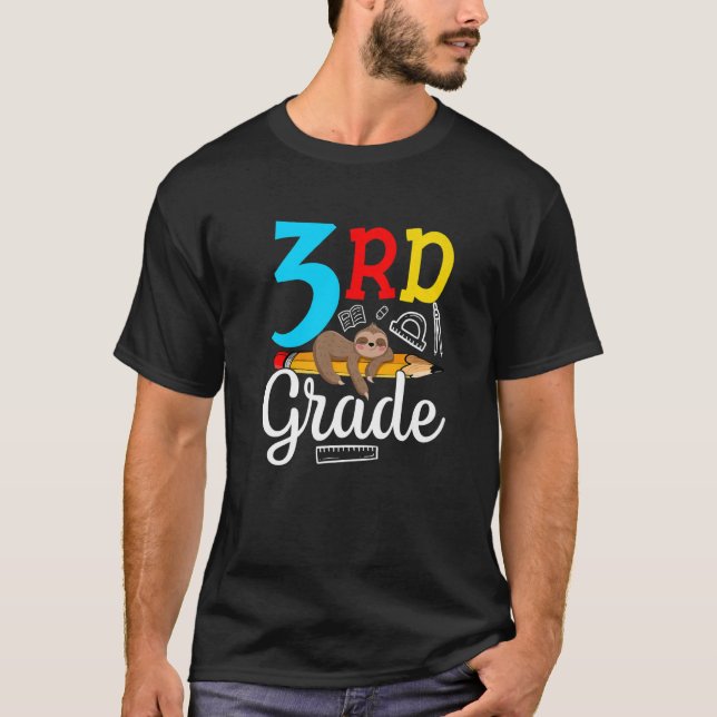 3rd Grade Sloth Back To School Happy 1st Day T-Shirt (Front)