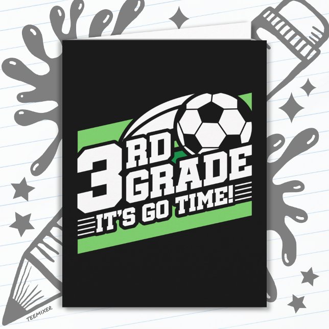 3rd Grade Soccer Football First Day Back To School Card (Creator Uploaded)
