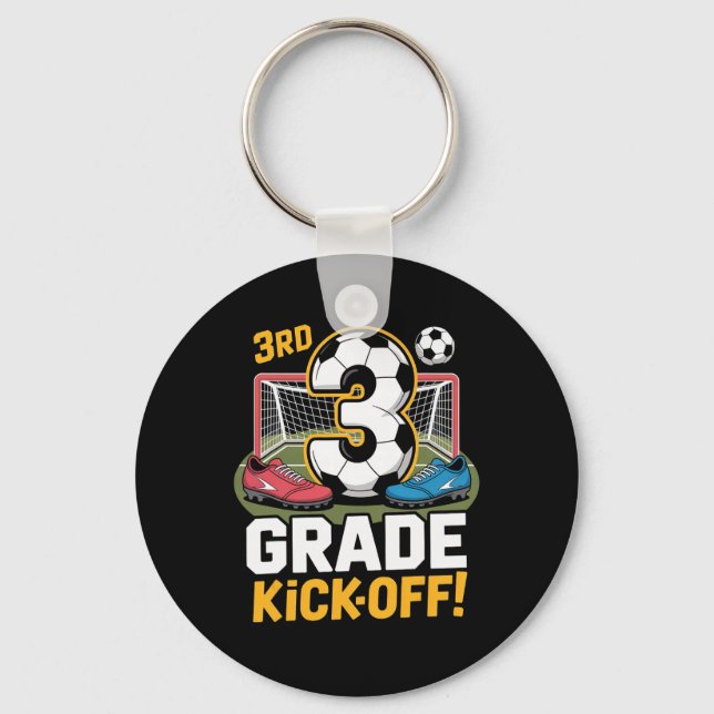 3rd Grade Soccer Kickoff Back To School Kids Third Key Ring (Front)
