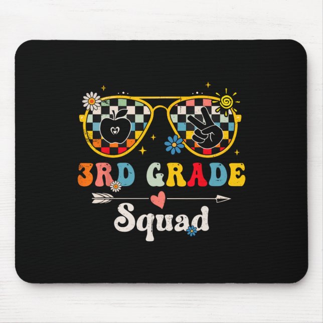 3rd Grade Squad Cute Groovy Teacher Student Back T Mouse Pad (Front)