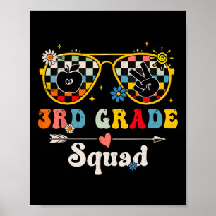 3rd Grade Squad Cute Groovy Teacher Student Back T Poster