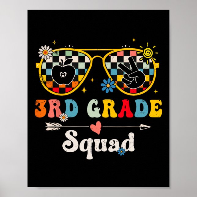 3rd Grade Squad Cute Groovy Teacher Student Back T Poster (Front)