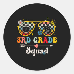 3rd Grade Squad Cute Groovy Teacher Student Ck To Classic Round Sticker