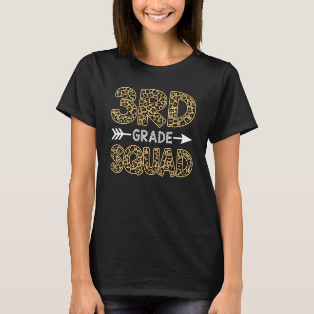 3rd Grade Squad Leopard Grade Back To School Teach T-Shirt (Front)