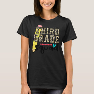 3rd Grade Squad Leopard Teacher Student Kids Back T-Shirt
