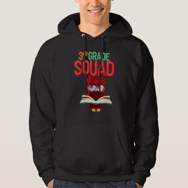 3rd Grade Squad Owl Third Grade Teacher Fun Illust Hoodie (Front)