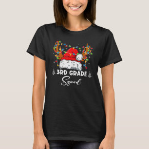 3rd Grade Squad Plaid Reindeer Santa Hat Teacher C T-Shirt
