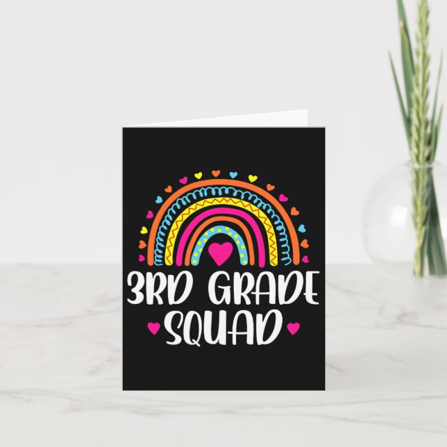 3rd Grade Squad Rainbow Back To School Teacher Kid Card (Front)